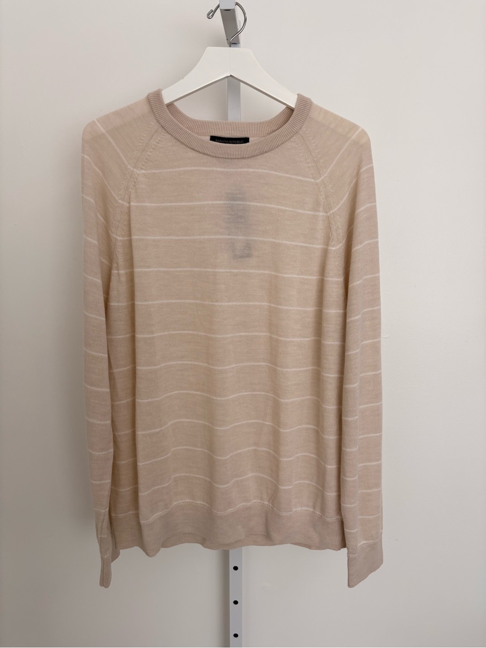 Banana Republic Light Beige Merino Wool Crew Sweater